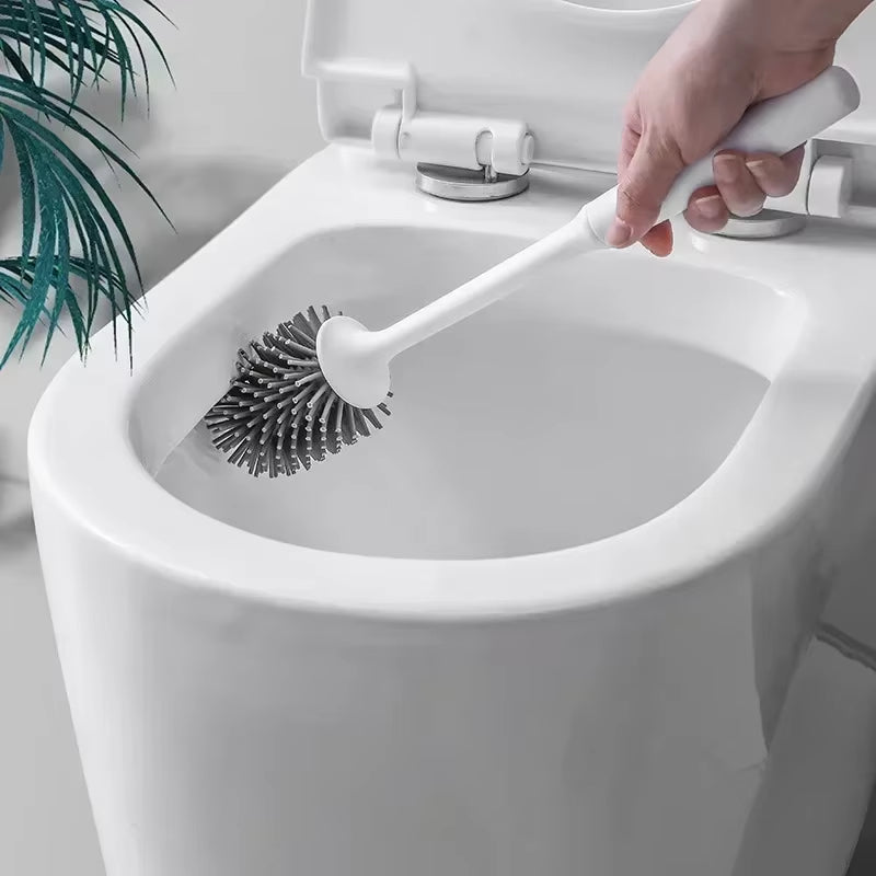 TPR Silicone Head Toilet Brush Wall Mounted Cleaning Brush Long Handle Toilet Brush Bathroom Accessories Sets Tools