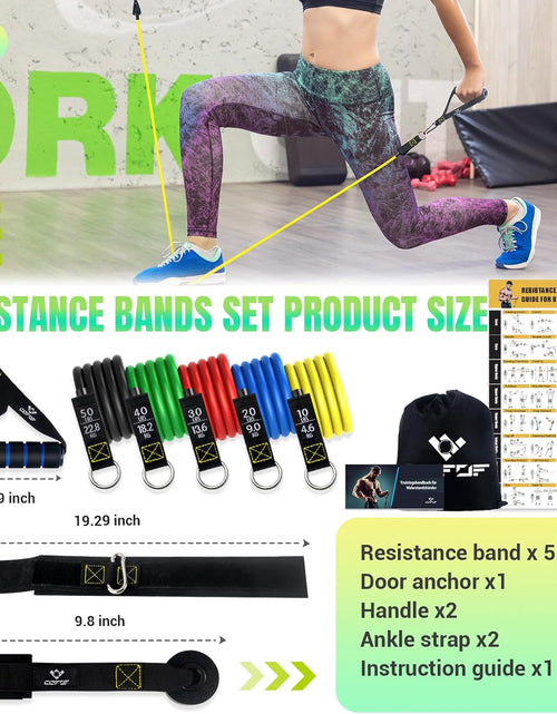 Load image into Gallery viewer, Resistance Bands Set with Handles, Exercise Bands Workout Bands Fitness Bands with Door Anchor, Legs Ankle Straps for Resistance Training,Physical Therapy,Home Gym Workout