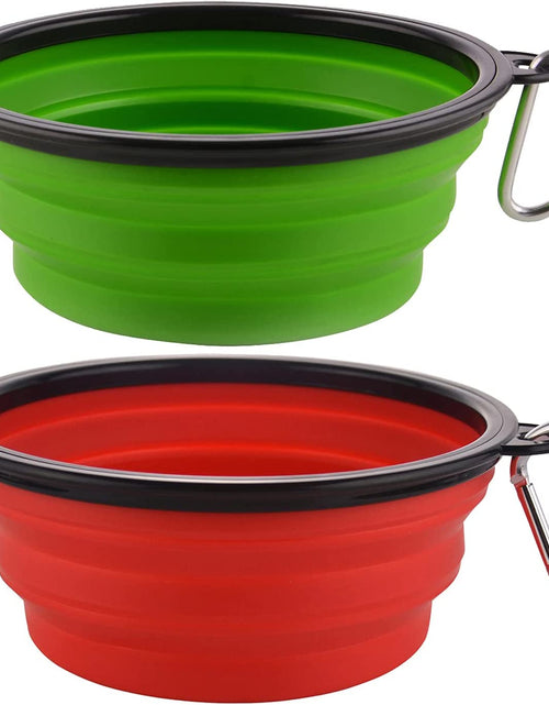 Load image into Gallery viewer, Large Collapsible Dog Bowls, 34Oz Travel Water Food Bowls Portable Foldable Collapse Dishes with Carabiner Clip for Traveling, Hiking, Walking, 2 Pack