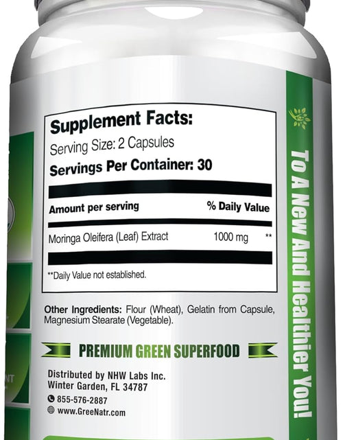 Load image into Gallery viewer, Pure Moringa Oleifera Leaf Extract Capsules, 1000 Mg per Serving. Gluten Free, NON GMO, Vegan Antioxidant Capsules. Natural Energy, Mood, Memory and Focus Enhancer. Premium Green Superfood (Pack of 3)