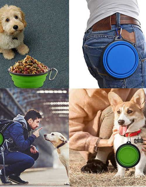 Load image into Gallery viewer, Large Collapsible Dog Bowls, 34Oz Travel Water Food Bowls Portable Foldable Collapse Dishes with Carabiner Clip for Traveling, Hiking, Walking, 2 Pack