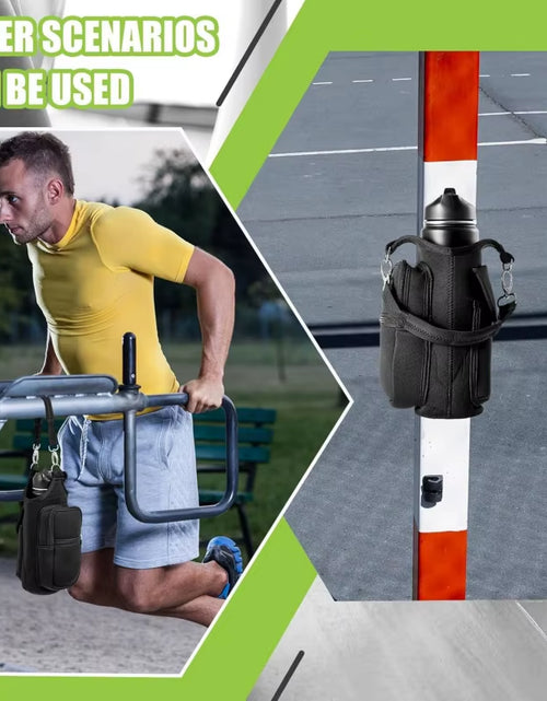 Load image into Gallery viewer, Magnetic Water Bottle Holder Gym Water Bottle Carrier Bag W/ Phone Pocket Handle Shoulder Strap 6 Built-In Magnets Water Bottle