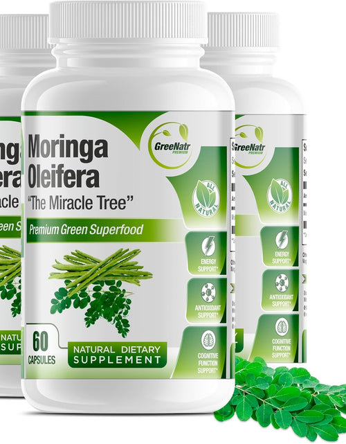 Load image into Gallery viewer, Pure Moringa Oleifera Leaf Extract Capsules, 1000 Mg per Serving. Gluten Free, NON GMO, Vegan Antioxidant Capsules. Natural Energy, Mood, Memory and Focus Enhancer. Premium Green Superfood (Pack of 3)