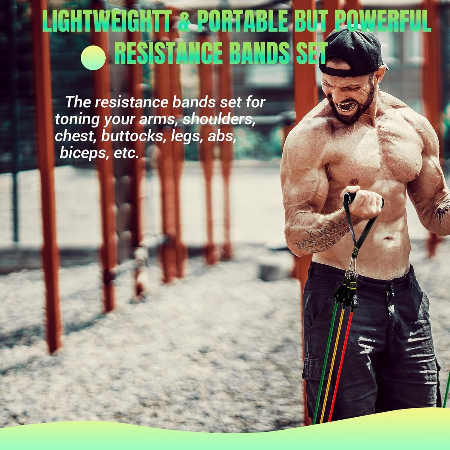 Resistance Bands Set with Handles, Exercise Bands Workout Bands Fitness Bands with Door Anchor, Legs Ankle Straps for Resistance Training,Physical Therapy,Home Gym Workout