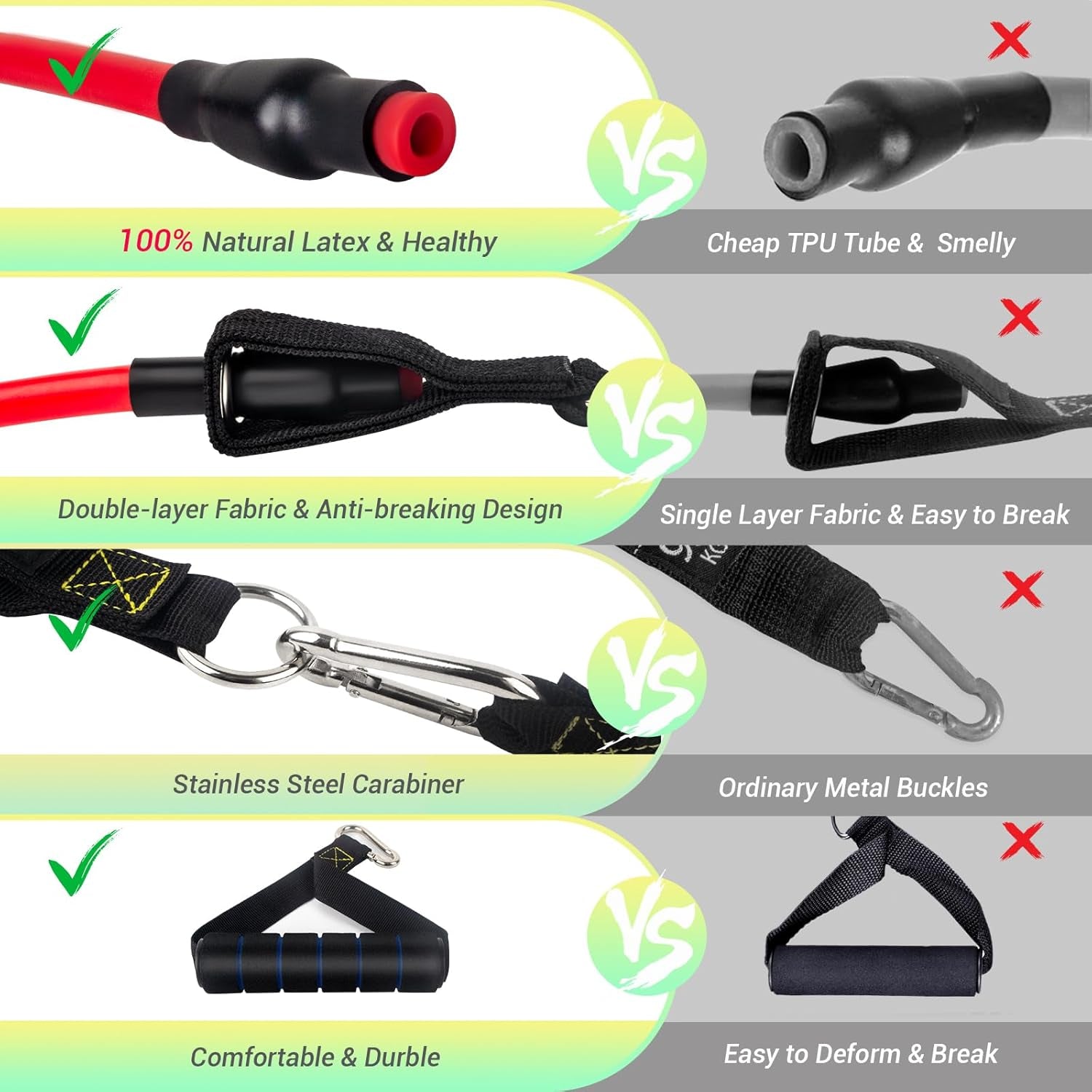 Resistance Bands Set with Handles, Exercise Bands Workout Bands Fitness Bands with Door Anchor, Legs Ankle Straps for Resistance Training,Physical Therapy,Home Gym Workout