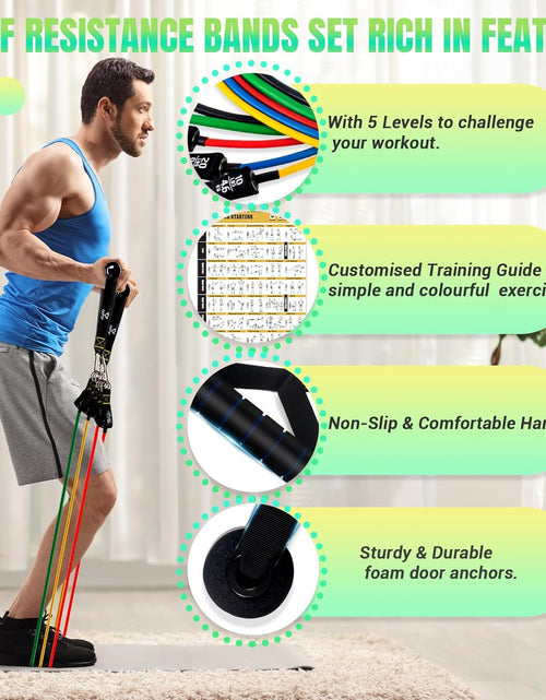Load image into Gallery viewer, Resistance Bands Set with Handles, Exercise Bands Workout Bands Fitness Bands with Door Anchor, Legs Ankle Straps for Resistance Training,Physical Therapy,Home Gym Workout