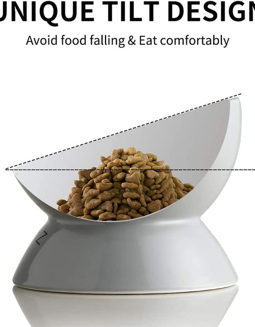 Load image into Gallery viewer, Raised Cat Bowl for Dry Wet Cat Food, Ceramic Elevated Pet Bowl Cat Dish, Protect Cat'S Spine, Stress Free, Slanted Design for Cat Easy Eating, 10 Oz, Dishwasher Safe (Grey)
