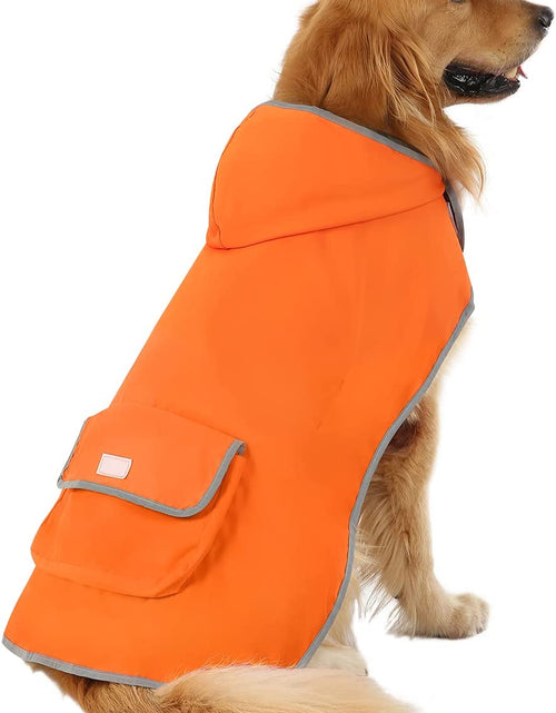 Load image into Gallery viewer, Reversible Dog Raincoat Hooded Slicker Poncho Rain Coat Jacket for Small Medium Large Dogs Camo Orange - L