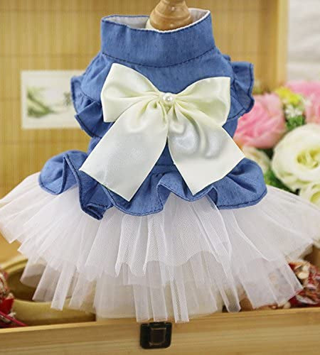 Dog Dress 3PCS Lace Doggie Dresses Floral Pink Tutu Dress for Medium Small Dogs Princess Pets Party Clothes