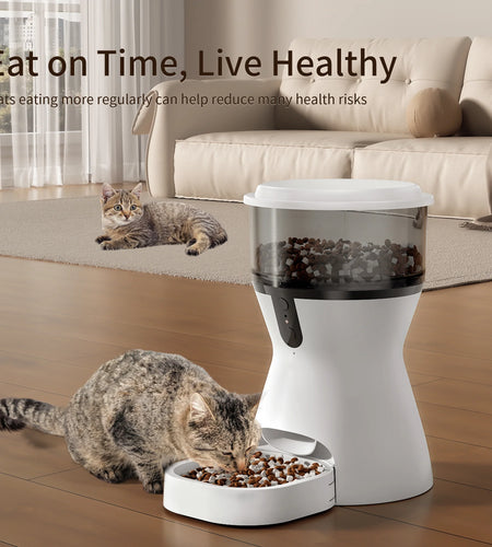 Automatic Cat Feeders Wifi, Timed Dog Feeder with 10S Dining Voice Record, 4L Cat/Dog Food Dispenser