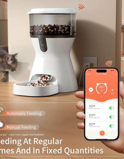 Load image into Gallery viewer, Automatic Cat Feeders Wifi, Timed Dog Feeder with 10S Dining Voice Record, 4L Cat/Dog Food Dispenser
