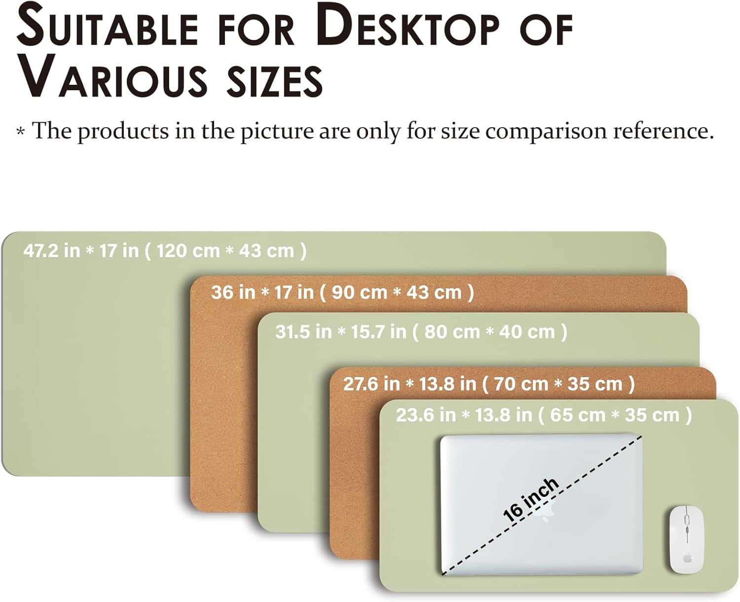 Cork Desk Mat - Dual-Sided Desk Pad for Office and Home - Desk Organization and Accessories - Ideal for Large Mouse Pad and Desk Mats on Top of Desks(Light Green,31.5"X 15.7")