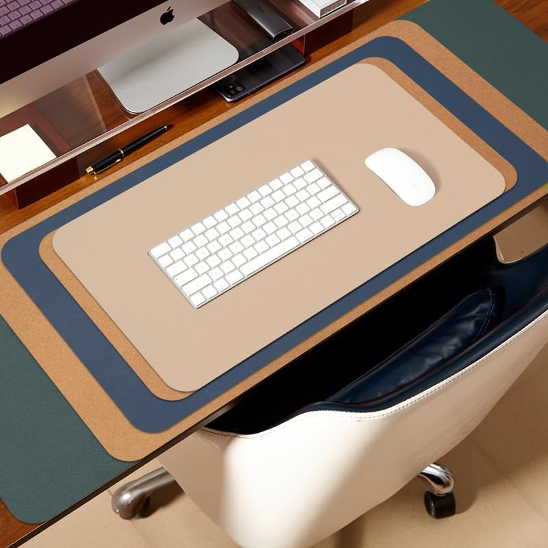 Cork Desk Mat - Dual-Sided Desk Pad for Office and Home - Desk Organization and Accessories - Ideal for Large Mouse Pad and Desk Mats on Top of Desks(Light Green,31.5"X 15.7")